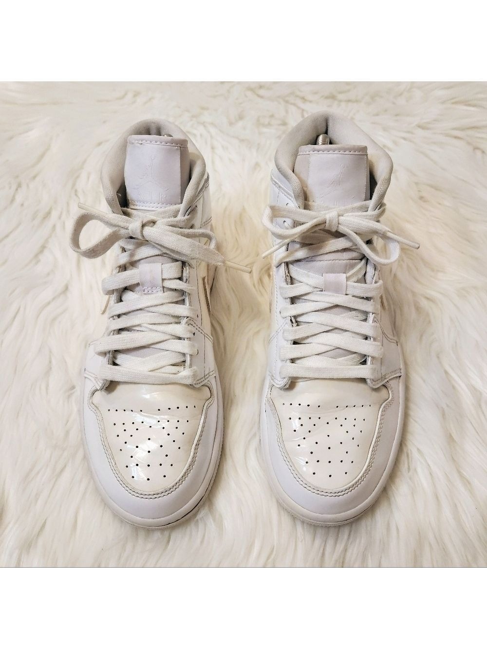 Nike Air Jordan 1 Patent Leather White Sneakers Size 7 - Picture 4 of 12